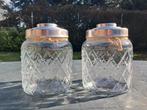 Set van 2 glazen voorraadpotten met metalen deksel, Ophalen of Verzenden, Gebruikt