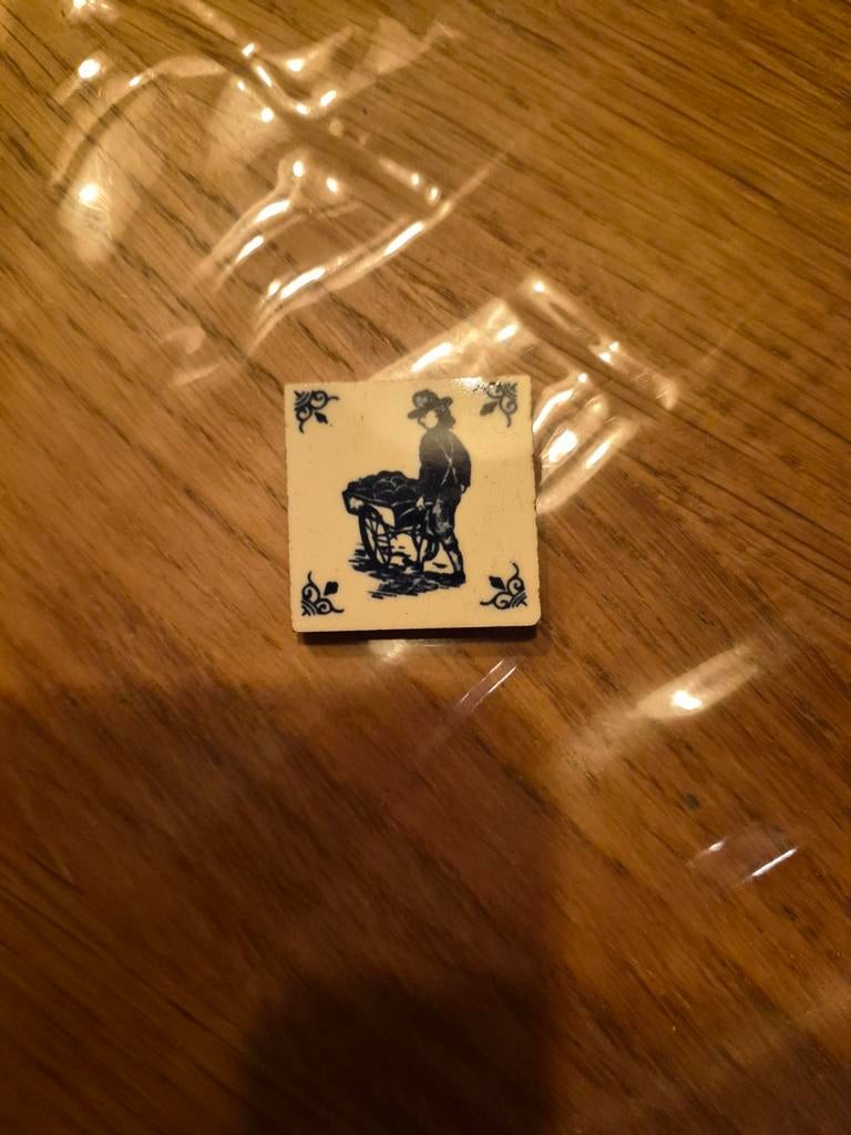 Delfts Blauw Tegeltje met Kruiwagen Motief, Antiek en Kunst, Ophalen