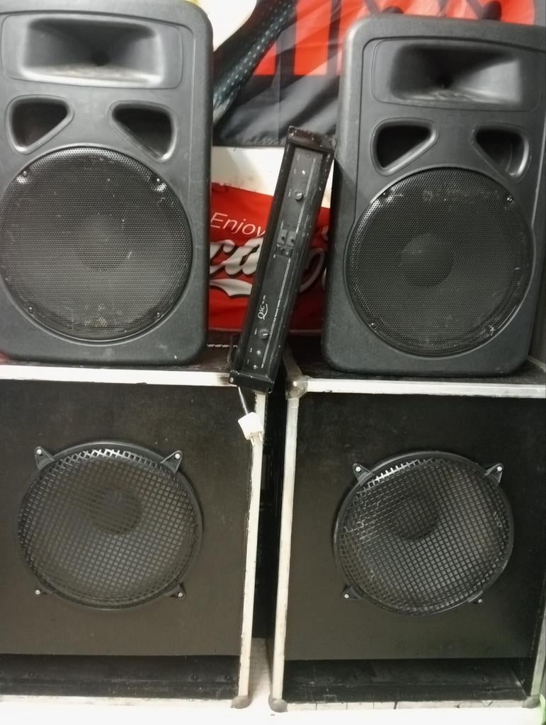 2x400rms subwoofer 2x700w speakers 1500rms versterker, Audio, Tv en Foto, Luidsprekers, Ophalen, 120 watt of meer, Subwoofer, Overige merken
