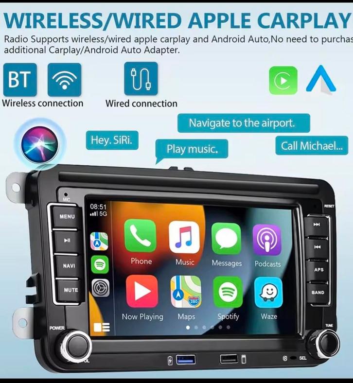 Autoradio met  Apple CarPlay en Android Aut, Auto diversen, Autoradio's, Nieuw, Ophalen of Verzenden