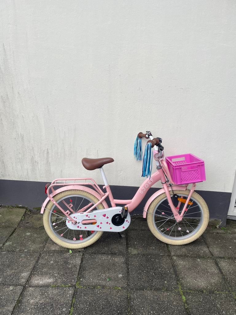 Roze Kinderfiets Sjoef met Mandje 18 inch, Fietsen en Brommers, Fietsen | Kinderfietsjes, Ophalen, Gebruikt, 16 tot 20 inch