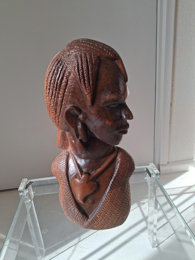 Afrikaans houtsnijwerk,vrouw,hardhout, Antiek en Kunst, Ophalen of Verzenden