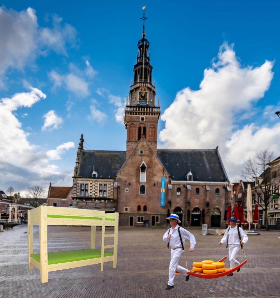 je gaat naar Alkmaar voor de Kaasmarkt en voor een Stapelbed, Ophalen of Verzenden, Zijperstraat 15 Alkmaar, Info@beddenopmaat.nl