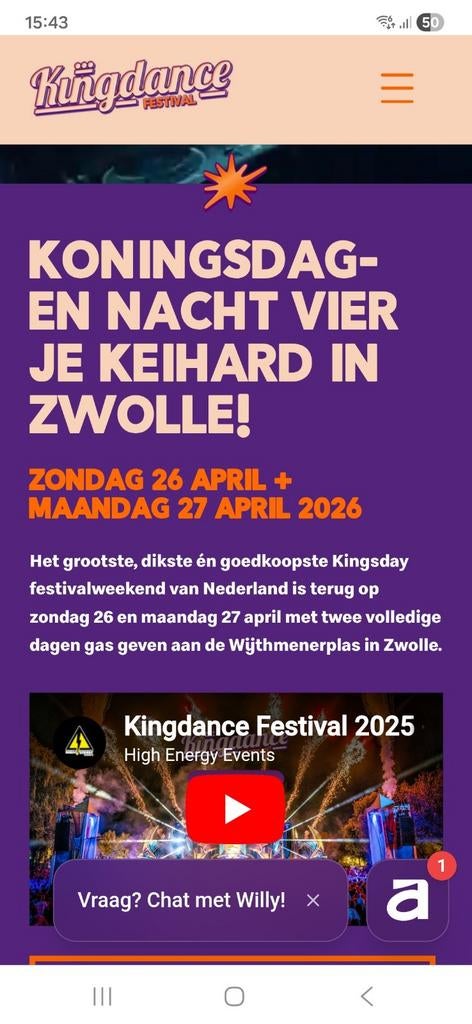 2 tickets voor Kingdance festival Zwolle 27 april, Twee personen