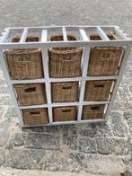 Houten rek met 9 Roten mandjes., Huis en Inrichting, Kasten | Ladekasten, Ophalen, Gebruikt, 5 laden of meer, 50 tot 100 cm