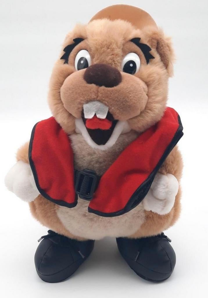 Grote Bever knuffel met reddingsvest en hoedje ca. 30cm hoog, Verzamelen, Ophalen of Verzenden, Zo goed als nieuw, Overige typen