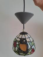 Glas in Lood Hanglamp met Uil, Huis en Inrichting, Lampen | Hanglampen, Ophalen of Verzenden, Zo goed als nieuw, Glas, Glas in lood