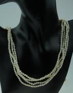 4-strengs parel ketting fraai 14k gouden slot granaat dames, Ophalen of Verzenden, Goud, Ketting, Met edelsteen