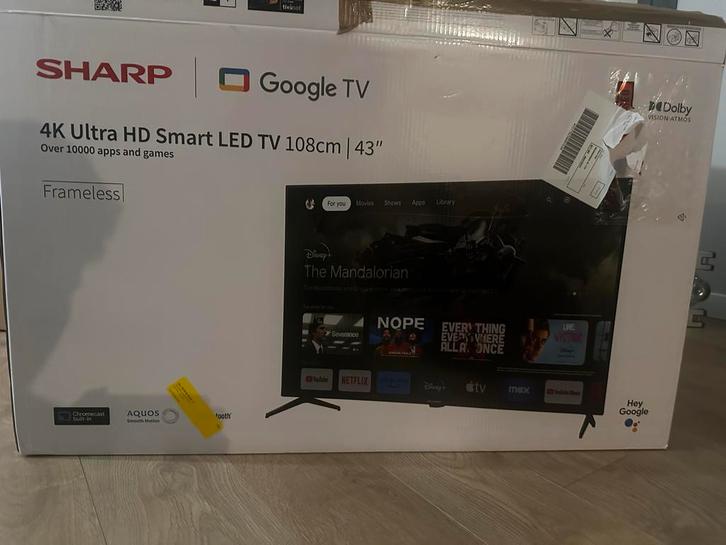 Sharp 43" 4K Ultra HD Google TV Smart LED TV, Audio, Tv en Foto, Televisies, Nieuw, LED, 40 tot 60 cm, 4k (UHD), Sharp, 50 Hz