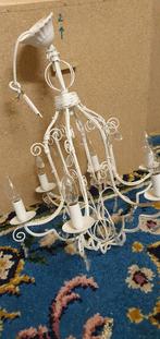 Witte Kroonluchter met Kristallen, Ophalen of Verzenden, Gebruikt, Glas, Klassiek