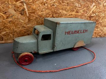Vintage Houten Vrachtwagen "MEUBELEN" Trekspeelgoed - ReK4 beschikbaar voor biedingen