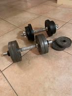 Twee halters met diverse gewichten, Sport en Fitness, Fitnessmaterialen, Ophalen, Gebruikt, Halterset
