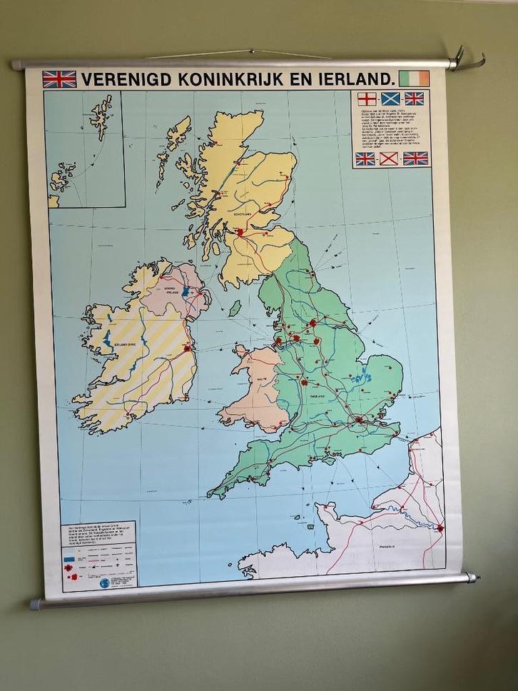 Klassikale kaart Verenigd Koninkrijk en Ierland, Boeken, Atlassen en Landkaarten, Zo goed als nieuw, Landkaart, Europa Overig