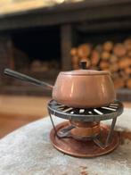 Vintage koperen fonduepan met brander, Ophalen, Gebruikt, Brander, Fonduepan