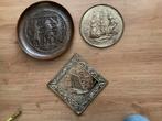 3 vintage koperen wandborden, Antiek en Kunst, Antiek | Koper en Brons, Ophalen of Verzenden