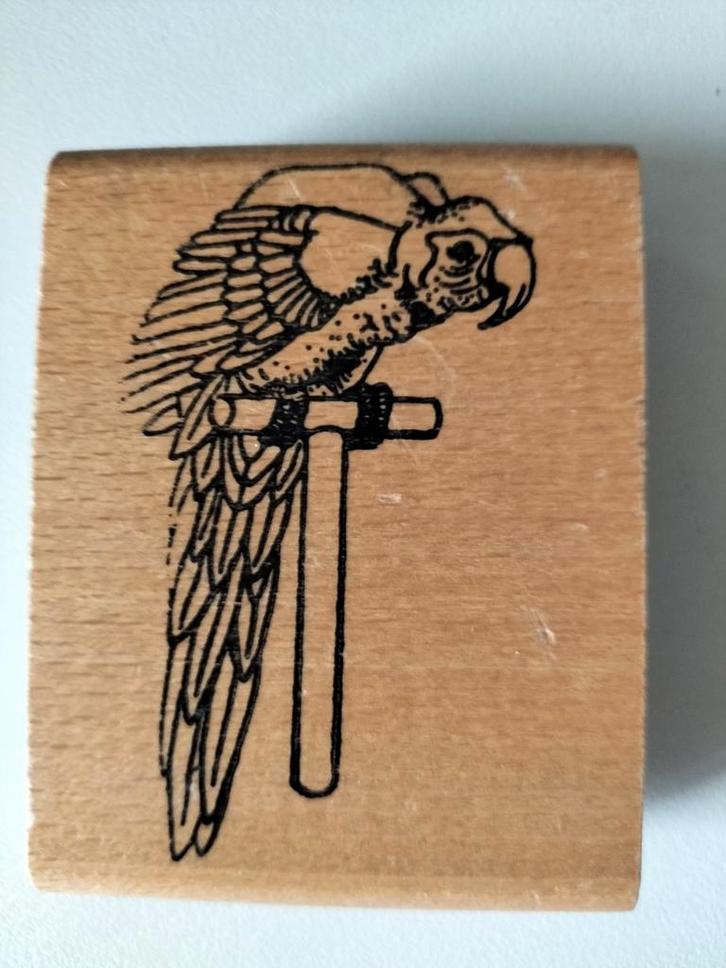 Houten Stempel - Papegaai, Hobby en Vrije tijd, Stempelen, Gebruikt, Houten stempel, Ophalen of Verzenden
