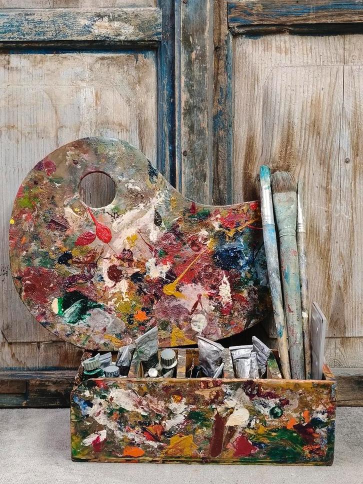 Oud schilders gerei setje, Antiek en Kunst, Curiosa en Brocante, Ophalen of Verzenden