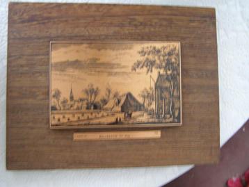 afbeelding koperen plaatje op hout Hilversum in 't Goy 1609 beschikbaar voor biedingen