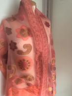 KENZO shawl/ omslagdoek 48x180 semi-transparant roze/geel, Kleding | Dames, Ophalen of Verzenden, Kenzo, Sjaal, Zo goed als nieuw