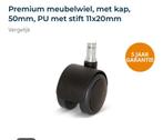 36x meubelwiel 50mm x 11 mm stift, zijn kort gebruikt., Ophalen of Verzenden, Zo goed als nieuw