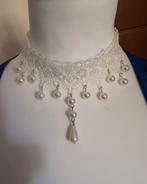 Elegante victoriaanse choker/halsketting in wit, Ophalen of Verzenden, Nieuw, Wit, Overige materialen