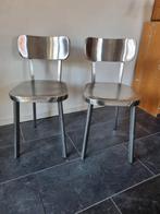 2 x design RVS roestvrij stalen stoelen, Grijs, Zo goed als nieuw, Ophalen
