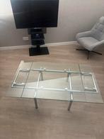 Glazen Uitschuifbare Salontafel – Z.G.A.N. – Modern Design, Huis en Inrichting, Tafels | Salontafels, Ophalen, 100 tot 150 cm