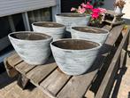 Binnen plantenpotten grijs/wit, Tuin en Terras, Bloempotten, Ophalen, Rond, Binnen, Zo goed als nieuw