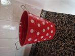 METALEN EMMER 🍄 ROOD MET WITTE STIPPEN POLKADOT, Huis en Inrichting, Ophalen of Verzenden