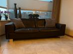 Bruin lederen 2,5-zits bank, Ophalen, Gebruikt, Tweepersoons, Rechte bank