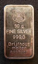 50 gram Zilverbaar – 999 Fijnzilver (Drijfhout, HD ZN), Postzegels en Munten, Edelmetalen en Baren, Ophalen, Zilver