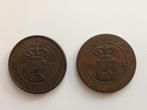 2 munten Nederlands-Indië 2½ cent 1857 en 1858, Postzegels en Munten, Munten | Nederland, Setje, Overige waardes, Ophalen of Verzenden