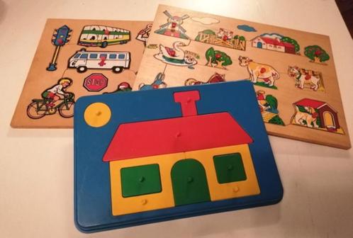Kinderpuzzels houten legpuzzel en plastic legpuzzel, Kinderen en Baby's, Speelgoed | Kinderpuzzels, Zo goed als nieuw, Van hout