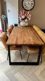 Complete set tafel met leren stoelen en een bank, Huis en Inrichting, Complete eetkamers, Ophalen of Verzenden, Gebruikt