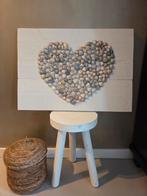 Houten wandbord met schelpenhart, Ophalen, Nieuw