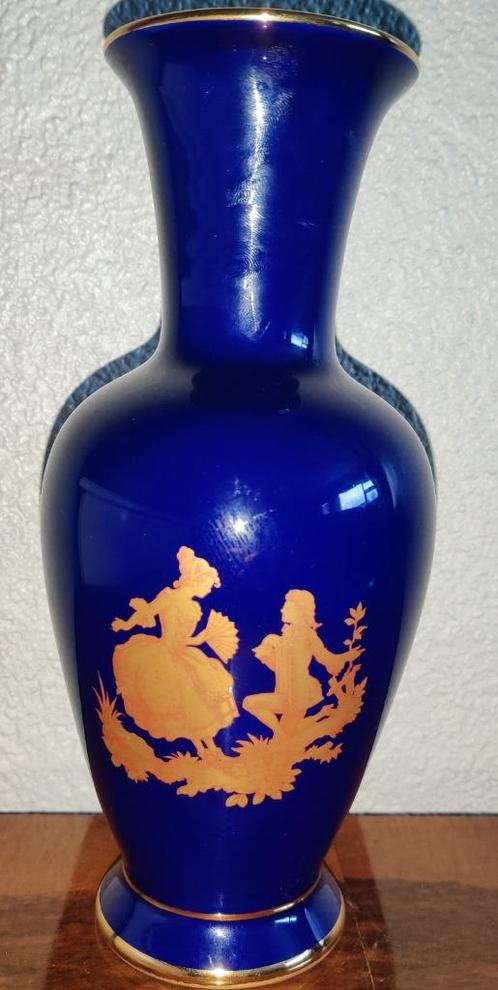 Franse vintage Limoges porseleinen vaas kobalt blauw goud, Antiek en Kunst, Antiek | Porselein, Ophalen