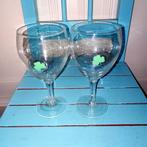 Irish Coffee glazen met groen klaver logo en recept 2x, Huis en Inrichting, Keuken | Servies, Ophalen, Glas of Glazen, Gebruikt