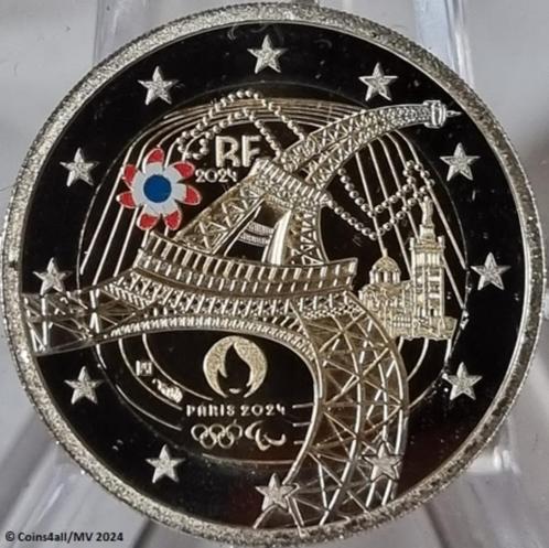 Frankrijk 2 euro 2024 "Olympische Spelen", Proof met kleur, Postzegels en Munten, Munten | Europa | Euromunten, Setje, 2 euro
