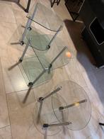 Bijzettafels glas verrijdbaar, Huis en Inrichting, Ophalen, Gebruikt, Rond, Glas