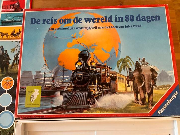 De Reis om de Wereld in 80 Dagen - Bordspel, Hobby en Vrije tijd, Gezelschapsspellen | Bordspellen, Zo goed als nieuw, Drie of vier spelers