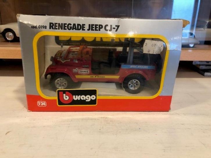 1:24 Jeep Renegade CJ-7 Bburago rood in doos, Hobby en Vrije tijd, Modelauto's | 1:24, Gebruikt, Auto, Bburago, Ophalen of Verzenden