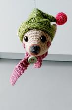Gehaakte dierenhoofdje hanger met muts - handgemaakt, Ophalen of Verzenden, Nieuw, Overige typen