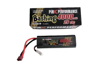 Pink Bashing LiPo 2S 7.4V-4000-50C (Deans) PP3-2S4000-D beschikbaar voor biedingen
