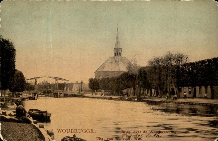 Woubrugge - Brug over de Woudwaterbrug, Verzamelen, Ansichtkaarten | Nederland, Gelopen, Voor 1920, Ophalen of Verzenden