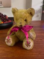 Antieke Teddybeer met Roze Strik, Ophalen of Verzenden