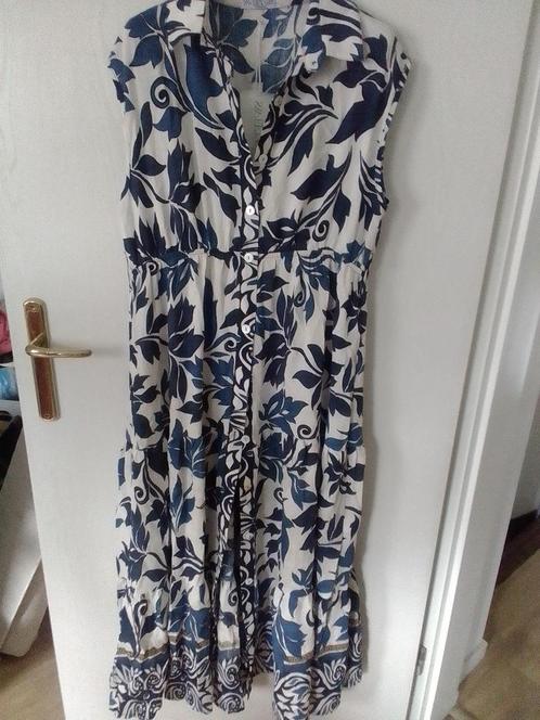 Katoenen jurk maat 46/48, Kleding | Dames, Jurken, Nieuw, Maat 46/48 (XL) of groter, Blauw, Onder de knie, Ophalen of Verzenden