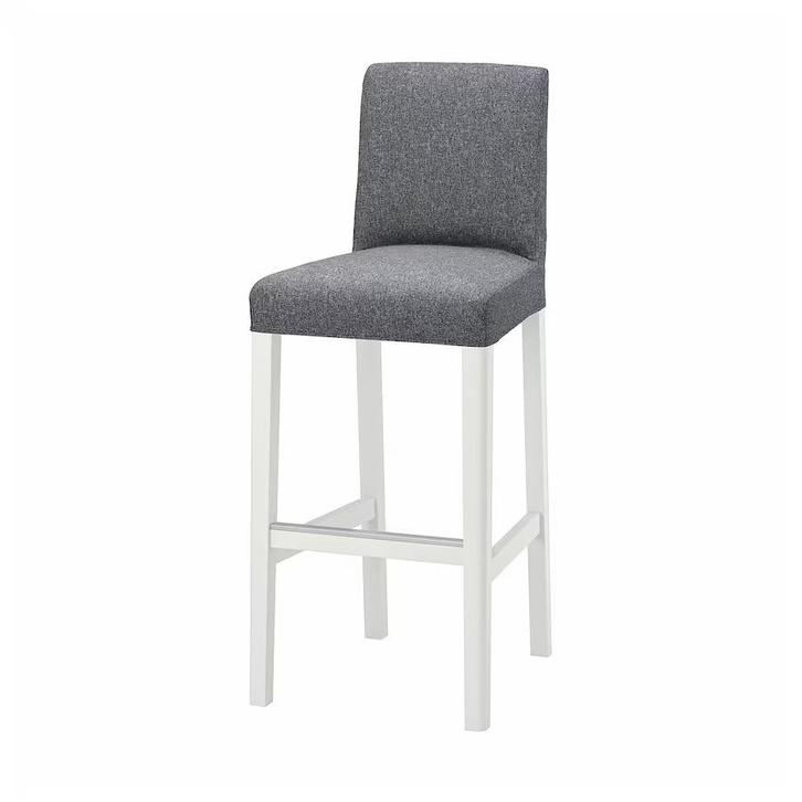 Grijze barkruk met witte poten, Huis en Inrichting, Barkrukken, Zo goed als nieuw, 60 tot 90 cm, Hout, 1 kruk, Met voetsteun, Ophalen of Verzenden