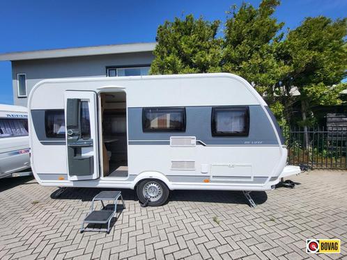 Hobby De Luxe 455 UF; Unico voortent, Caravans en Kamperen, Caravans, Bedrijf, tot en met 4, Rondzit, Hobby, Dwarsbed, Overige typen