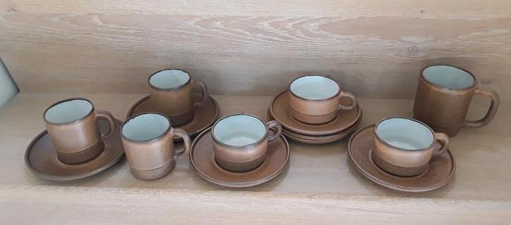 Vintage kop en schotels van Lucie Q Bakker, Quirina, Huis en Inrichting, Keuken | Servies, Gebruikt, Kop(pen) en/of Schotel(s)
