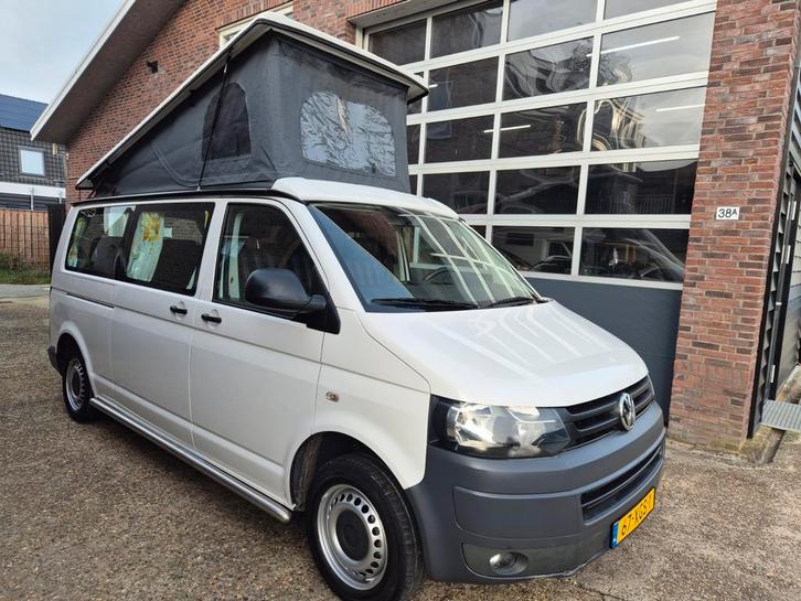 Volkswagen T5 2.0 TDI Camper met hefdak, Caravans en Kamperen, Campers, Bedrijf, tot en met 2, Buscamper of Camperbus, Volkswagen
